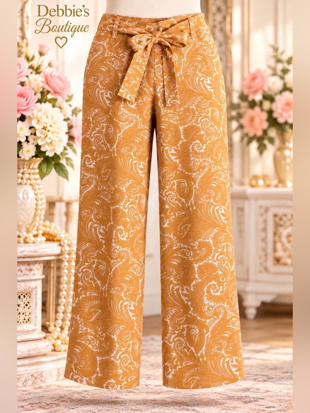 Sigrid Olsen Paisley Linen Blend Wide Leg Ankle Pants Sz L